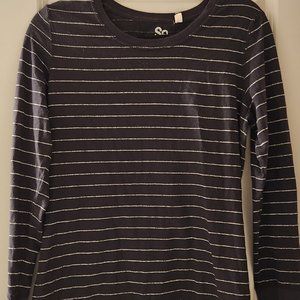 SO Juniors XL Black w/ Silver Striped Long Sleeve  Favorite Tee